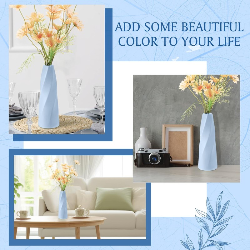 12 Pack Composite Plastic Flower Vases Bulk, Grey Blue Small Tall Conic Flora... gallery