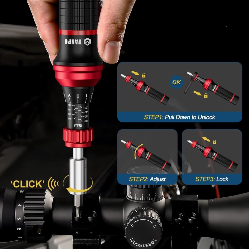 VANPO Torque Screwdriver Set, 64 Pieces 10–80 in-lb 10-80 in.lb 64 Pcs, Black gallery