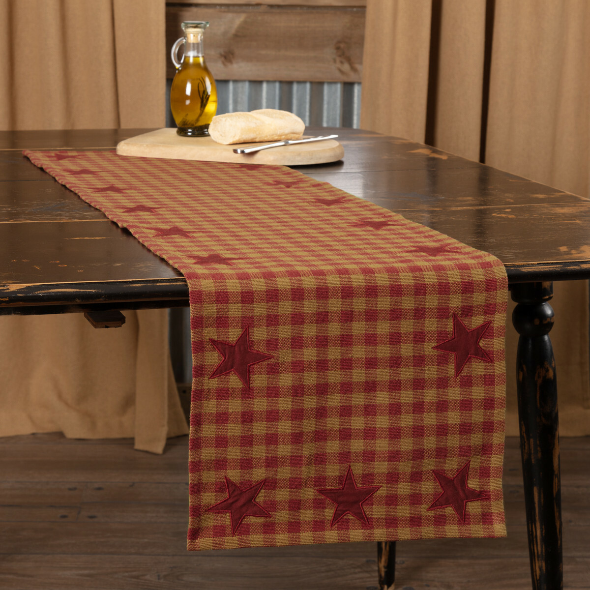 Burgundy STAR RUNNER Woven 13x48" COUNTRY PRIMITIVE RUSTIC DECOR VHC BRANDS gallery