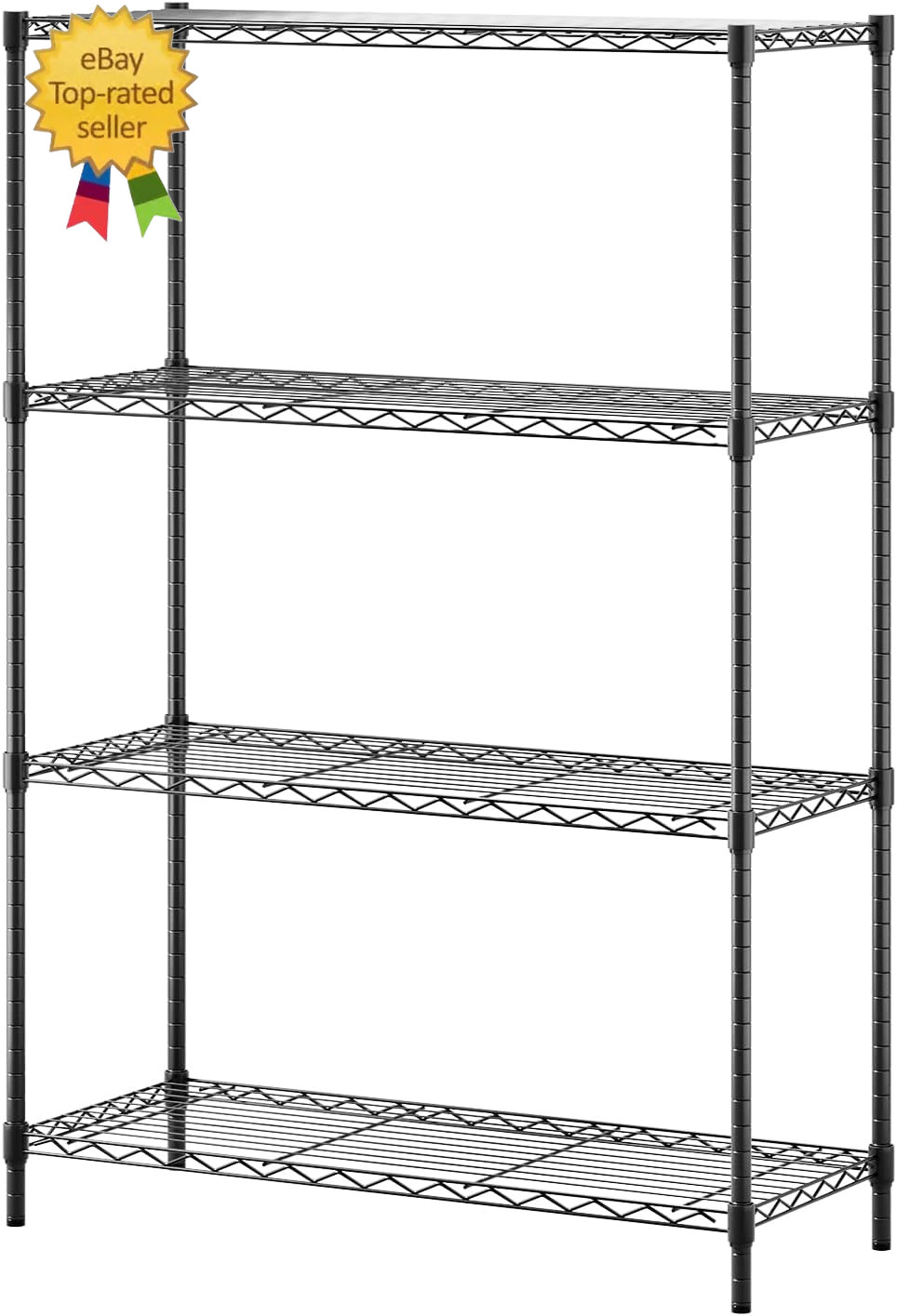 | 4-Tier Wire Storage Shelves | 36X14X54 | Black | with Adjustable Racks | Heavy gallery