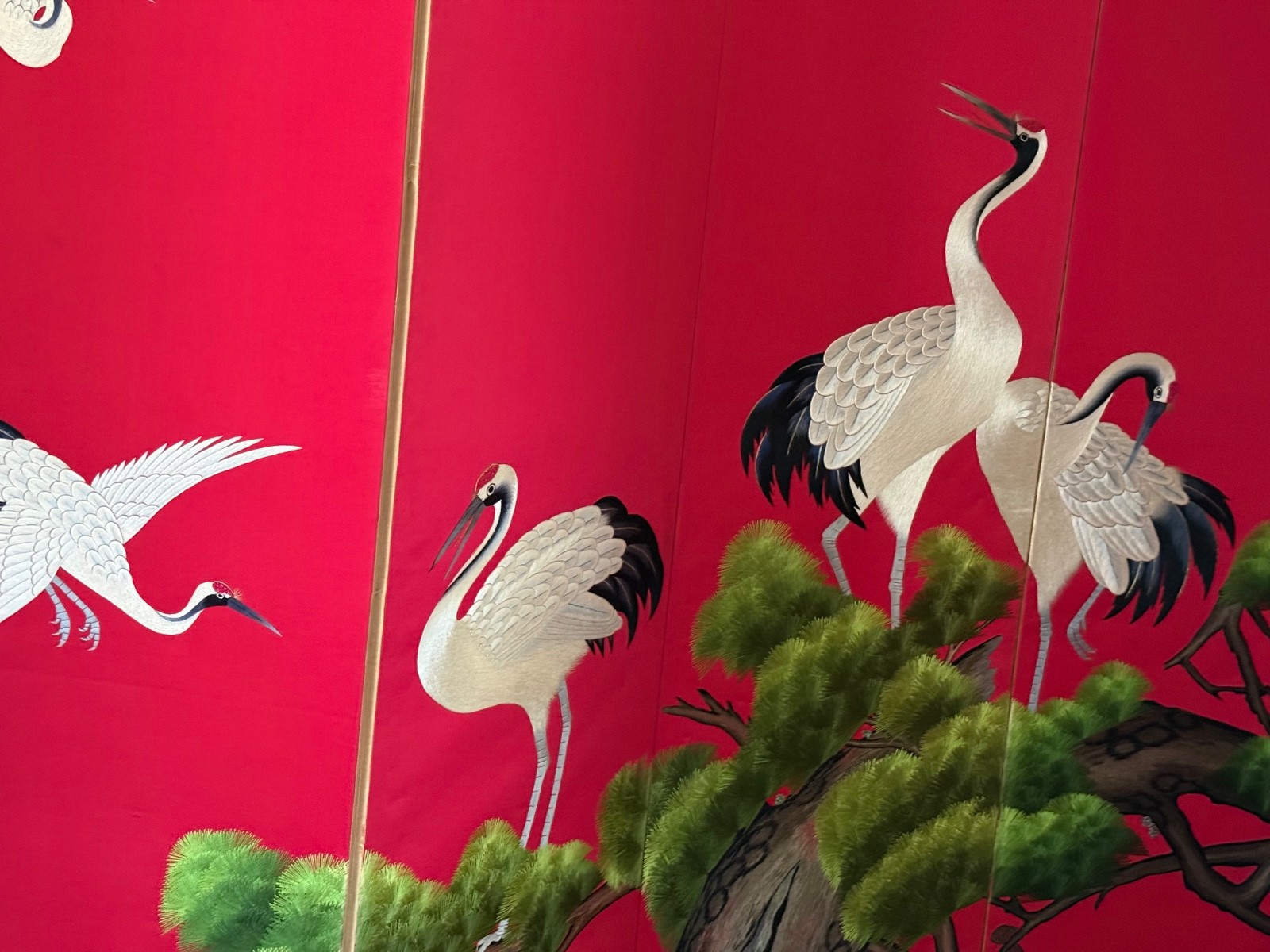 Handcrafted Cheery Wood 8-Panel Foldable Room Screen Divider Trees Birds gallery