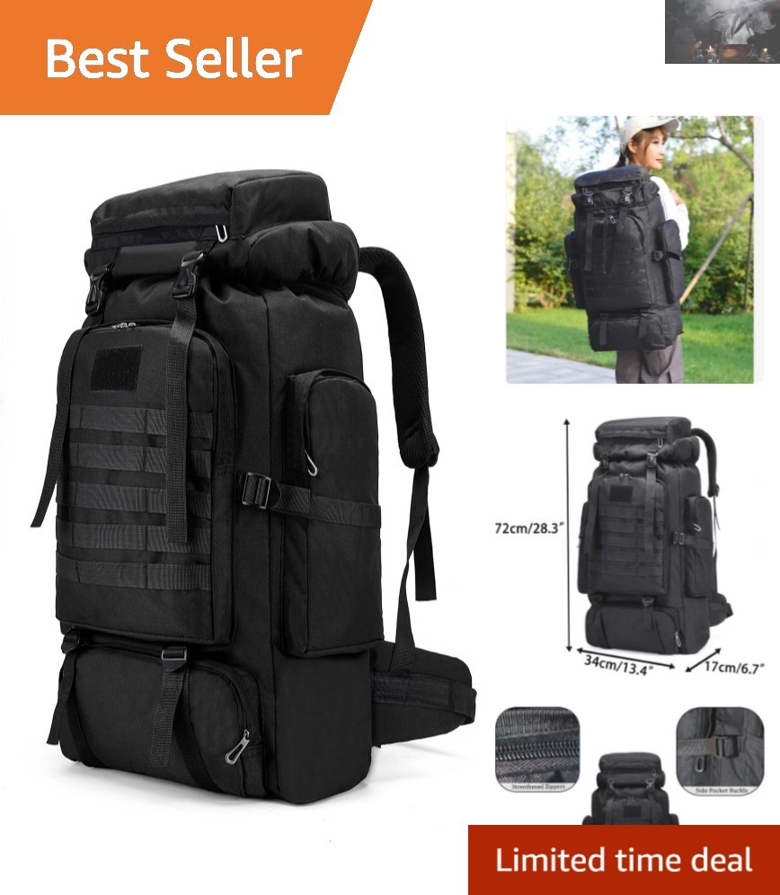 Lightweight 80L Tactical Hiking Bag with Multiple Pockets & Waterproof Design