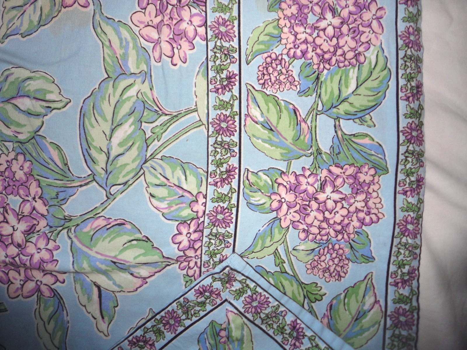 APRIL CORNELL Beautiful Blooms blue HYDRANGEAS floral () OBLONG TABLECLOTH 55x77 gallery