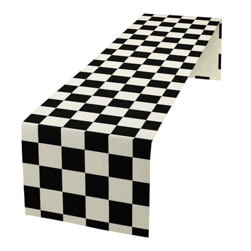 Black White Plaid Table Runner Racing Car 13in(33cm) x 60in(152cm) Plaid-88 gallery