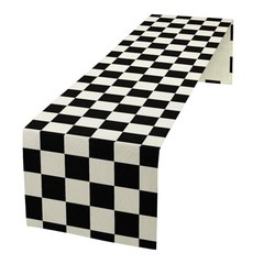 Black White Plaid Table Runner Racing Car 13in(33cm) x 60in(152cm) Plaid-88