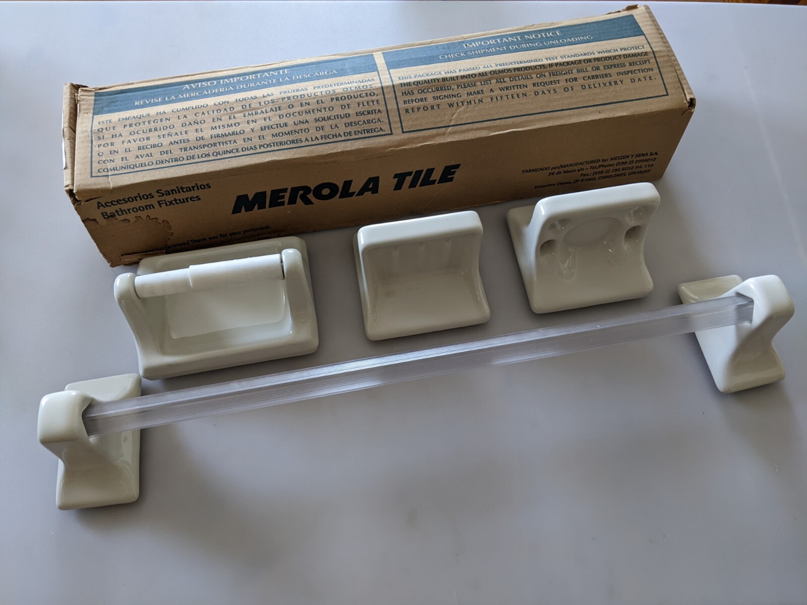 Vintage Merola Tile 5 Piece Bathroom Fixtures Set. New Old Stock. gallery