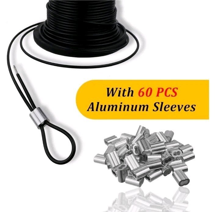Vinyl Coated Wire Rope 304 Stainless Steel Coated Wire Cable-Black, 1/16" OD to gallery
