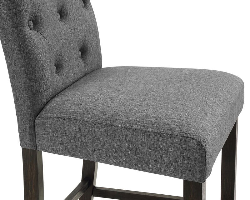Leviton Solid Wood Tufted Asons Barstool, Set of 2, Grey gallery