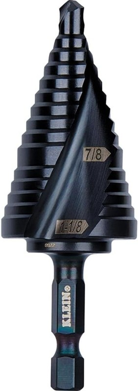 Step Drill Bit, Quick Release Spiral Double-Fluted, 7/8 to 1-1/8-Inch, Hex Sh... gallery