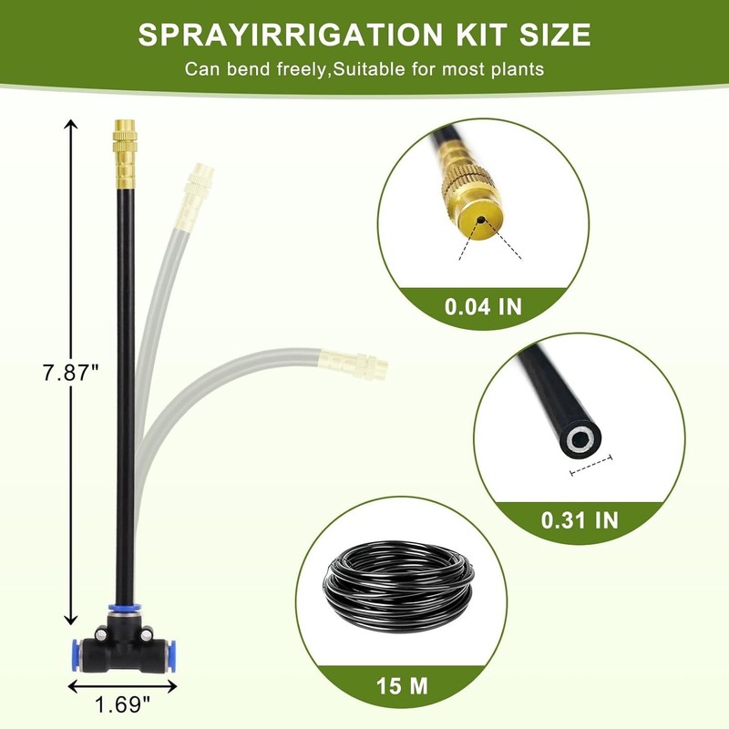 Eco-Friendly 50FT Drip Irrigation Kit - 15 Brass Nozzles with Leak-Proof Design gallery