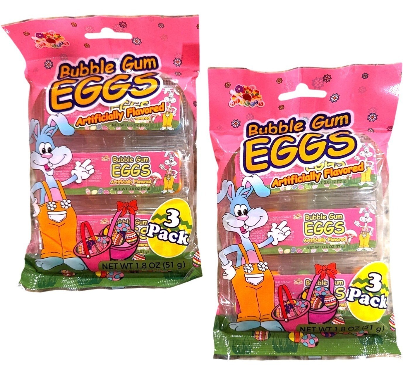 2pc Set 1.8oz/3pc Each BUBBLE GUM EGGS Mini Egg Cartons Easter Candy Treats gallery