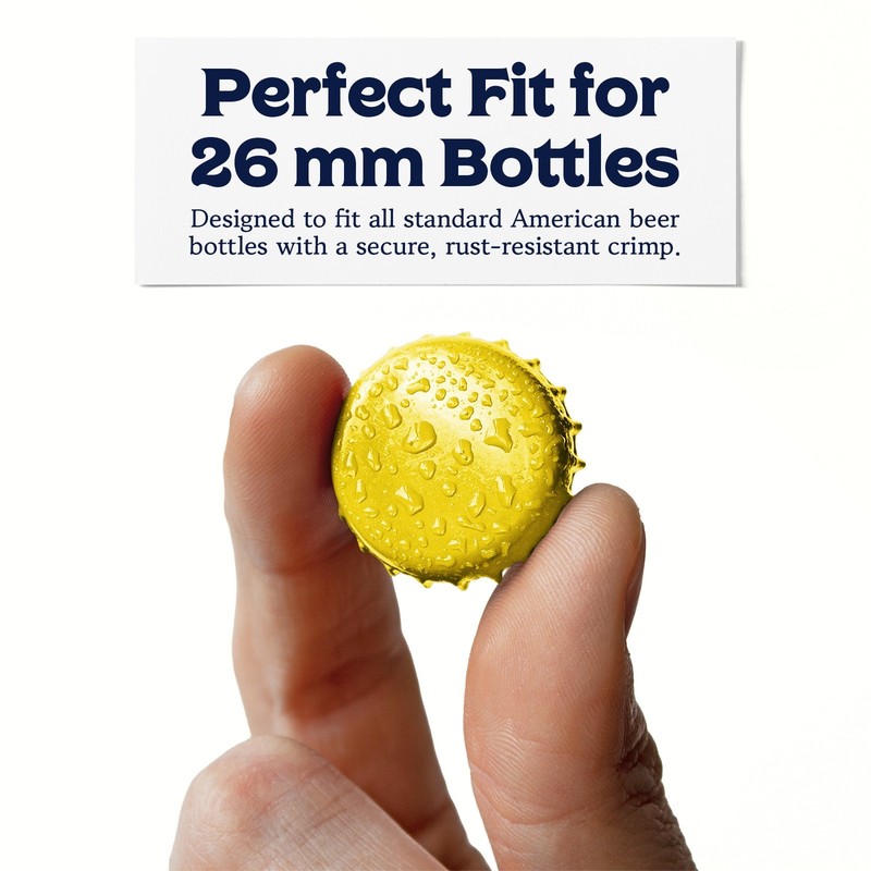Fermentaholics Beer Bottle Capper & Lid Set and 144 Yellow Crown Caps gallery