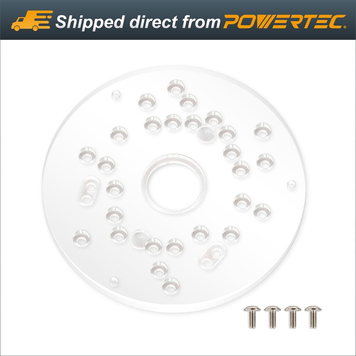 POWERTEC 5-3/4" Universal Router Base Plate for Trim Routers (Plate with Screws) gallery