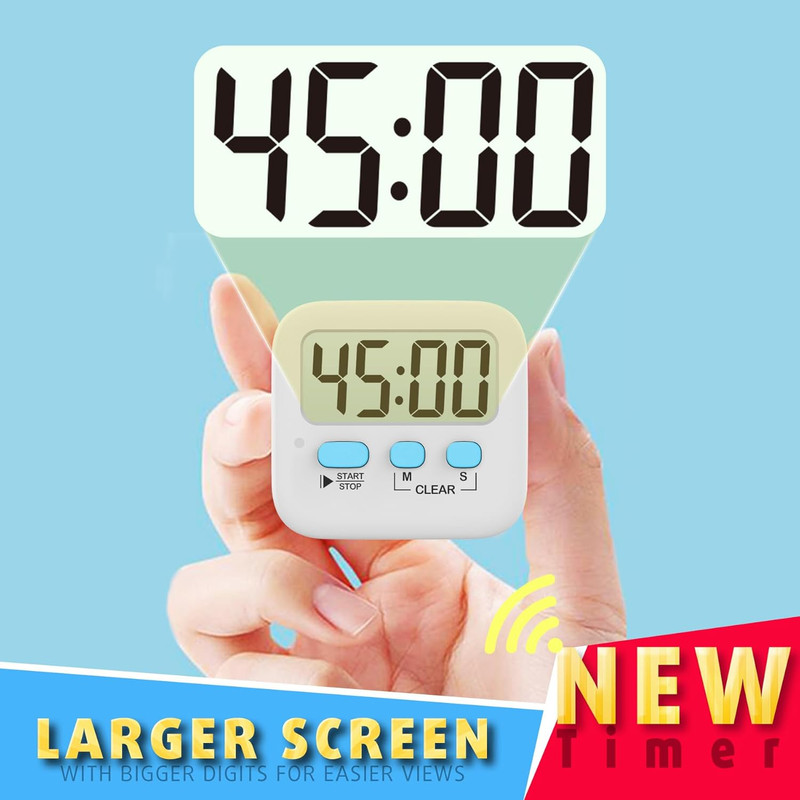 2 Pack Digital Kitchen Timer Count Up Down Loud Silent Magnetic Display gallery