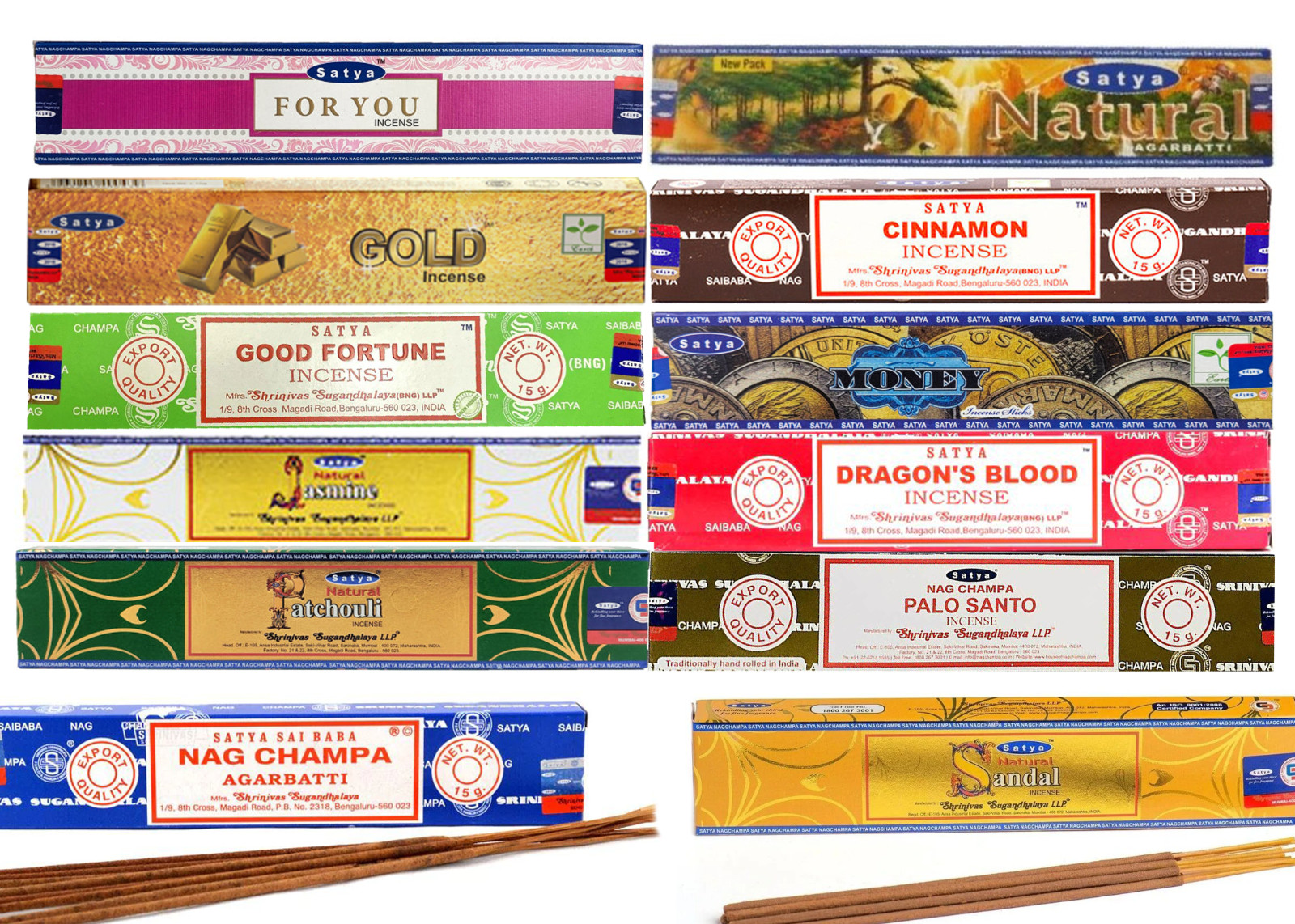 12 Pack Assorted Origubal Nag Champa Satya Incense 12pack/180g gallery