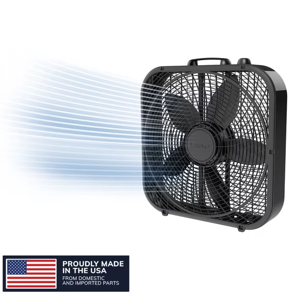 20" Cool Colors Classic Box Fan with Weather-Resistant Motor, Black gallery