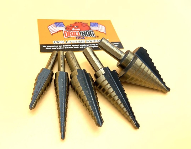 Drill Hog® Step Drill Bit Step Set Drill Bits UNIBIT Moly 5Pc Lifetime Warranty gallery