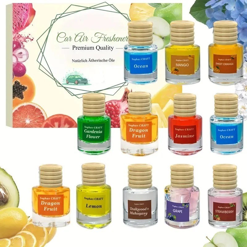 12Pcs Car Air Freshener Hanging Diffuser Bottles Refillable Perfume - 8ml Bottle gallery