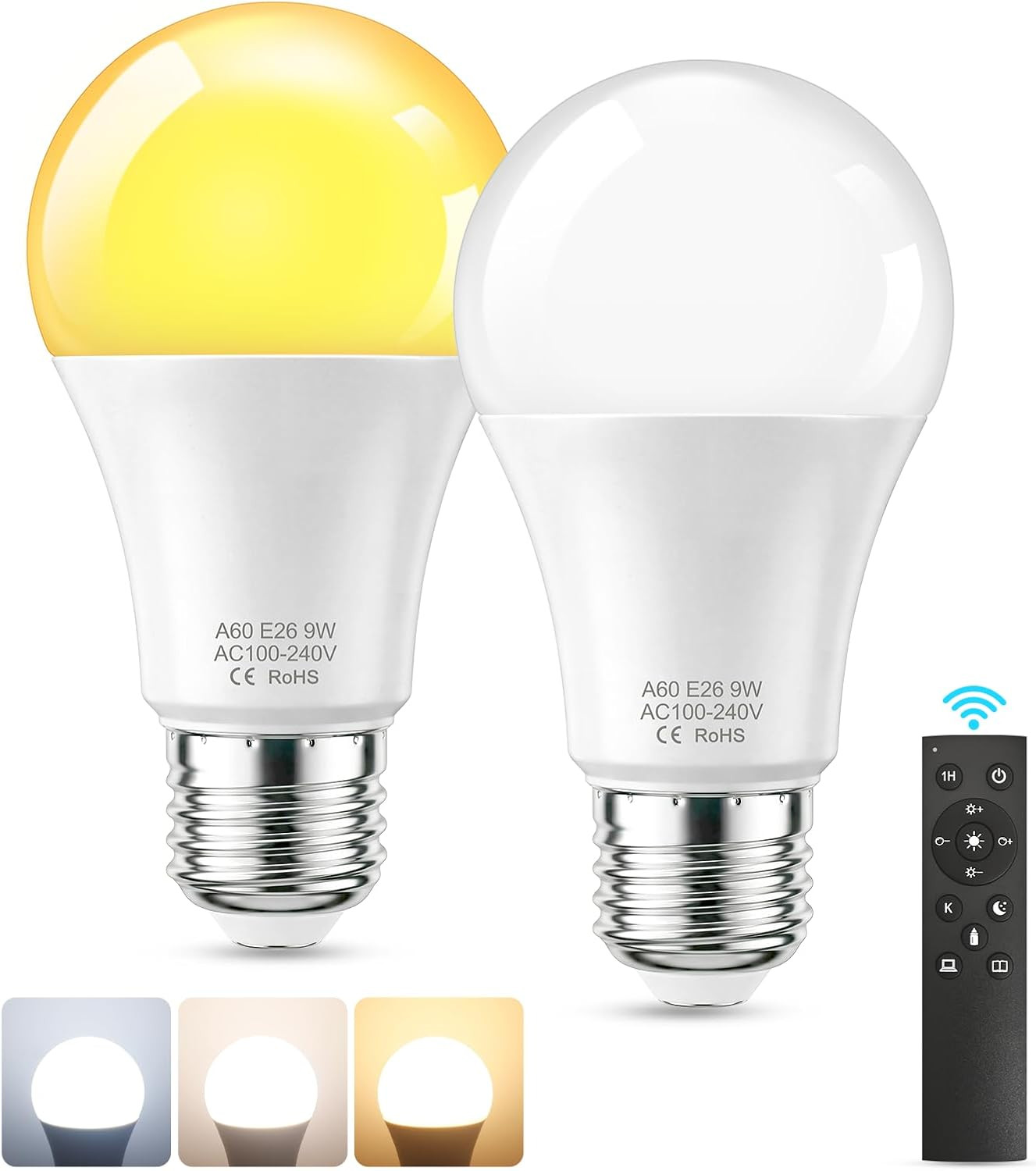 A19 LED Remote Control Light Bulbs, 700LM 9W, 60 Watt Equivalent, 3000K-6500K St gallery