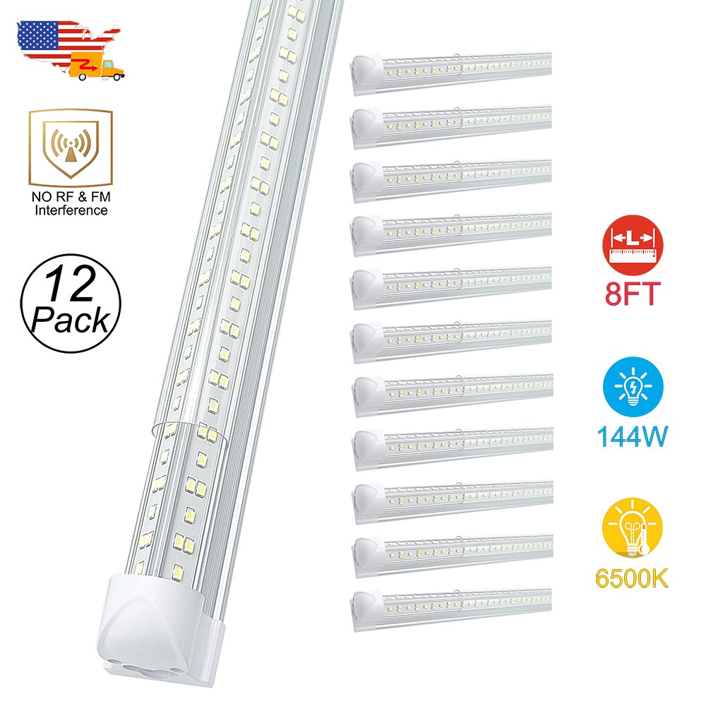 12 Pack 8' Led Shop Light Garage Fixture 144W T8 8Ft Led Tube Light Bulbs No RF gallery