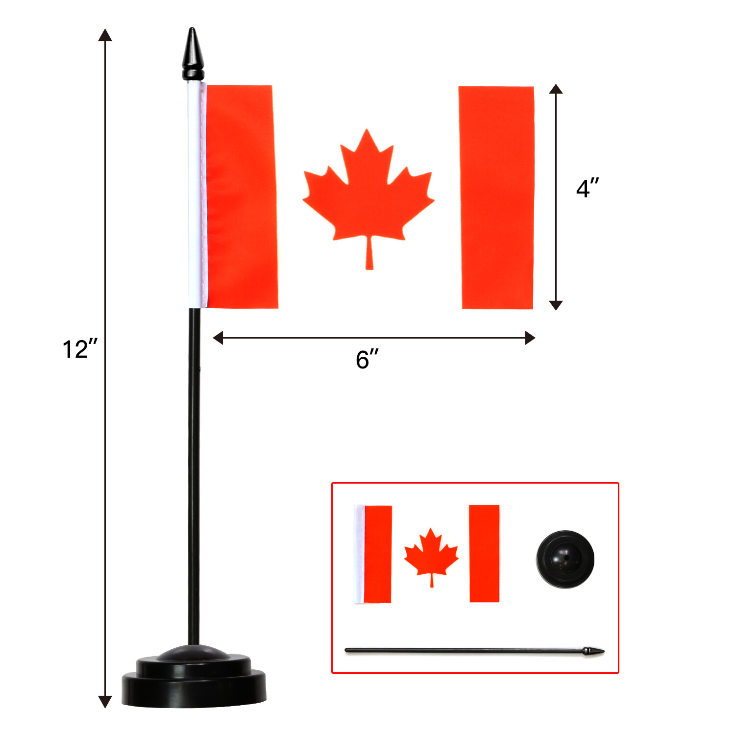 Anley Canada Deluxe Desk Flag Set - 6 x 4 Inches Miniature Canada Desktop Flag gallery