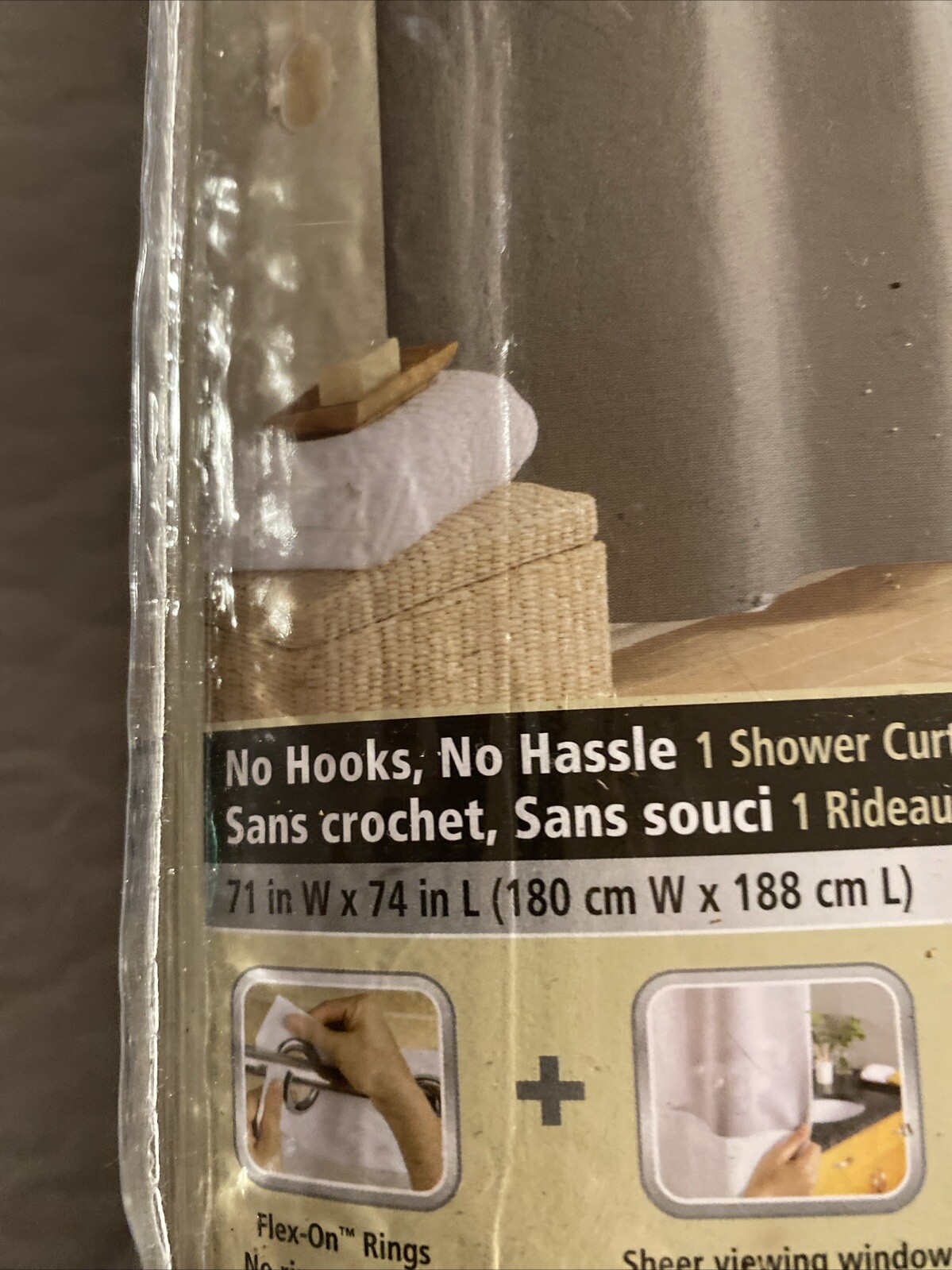Hookless Shower Curtain & Fabric Liner (Frost Gray Waffle) gallery