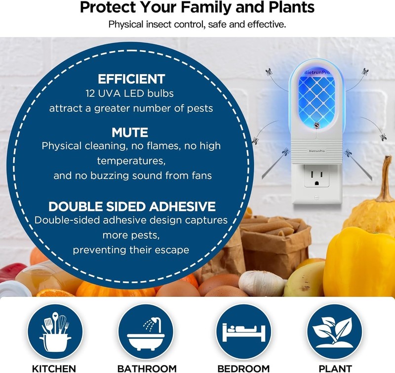Safe & Silent Indoor Catches: 2 UV Plug-in Traps for House, Kitchen & Office Use gallery