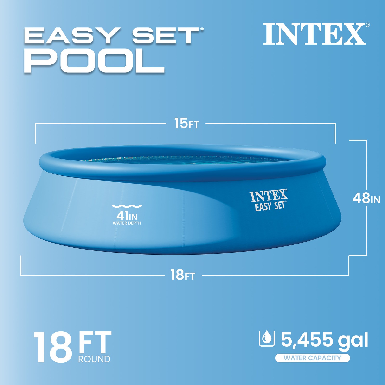 Intex 26175EH 18' x 48" Inflatable Round Outdoor Above Ground Swimming Pool Set gallery