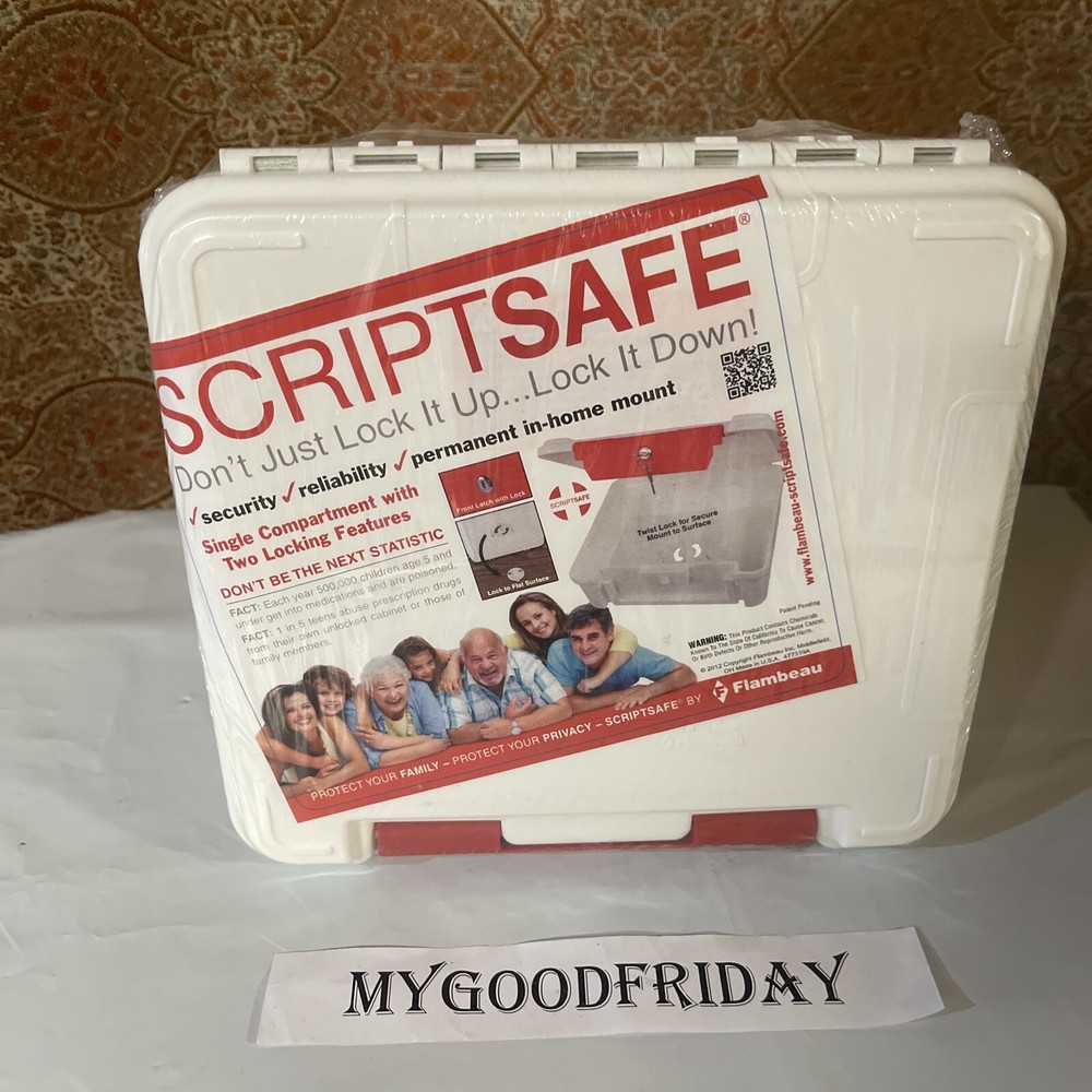 Script Safe Prescription Lock Box, 10” L x 10” W x 4” H - with Two Keys!
