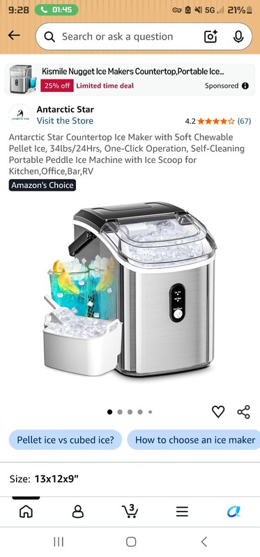 Antarctic Star Countertop Ice Maker Soft Chewable Pellet Ice, 34lbs/24Hrs WHITE gallery