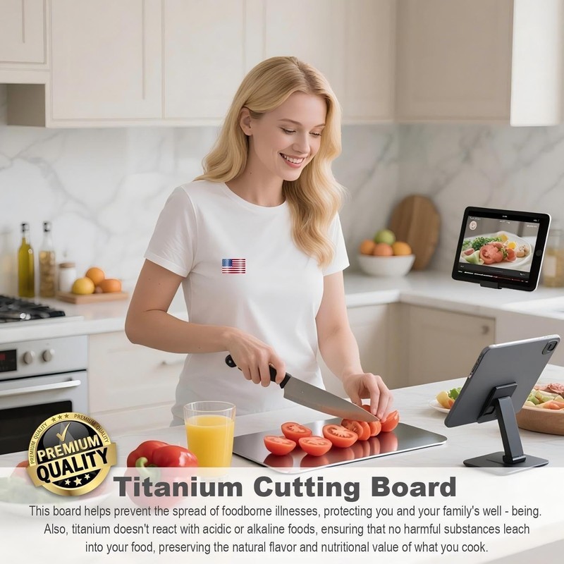 Titanium Cutting Board, 100% Pure Titanium Cutting Boards for Kitchen, Double Si gallery