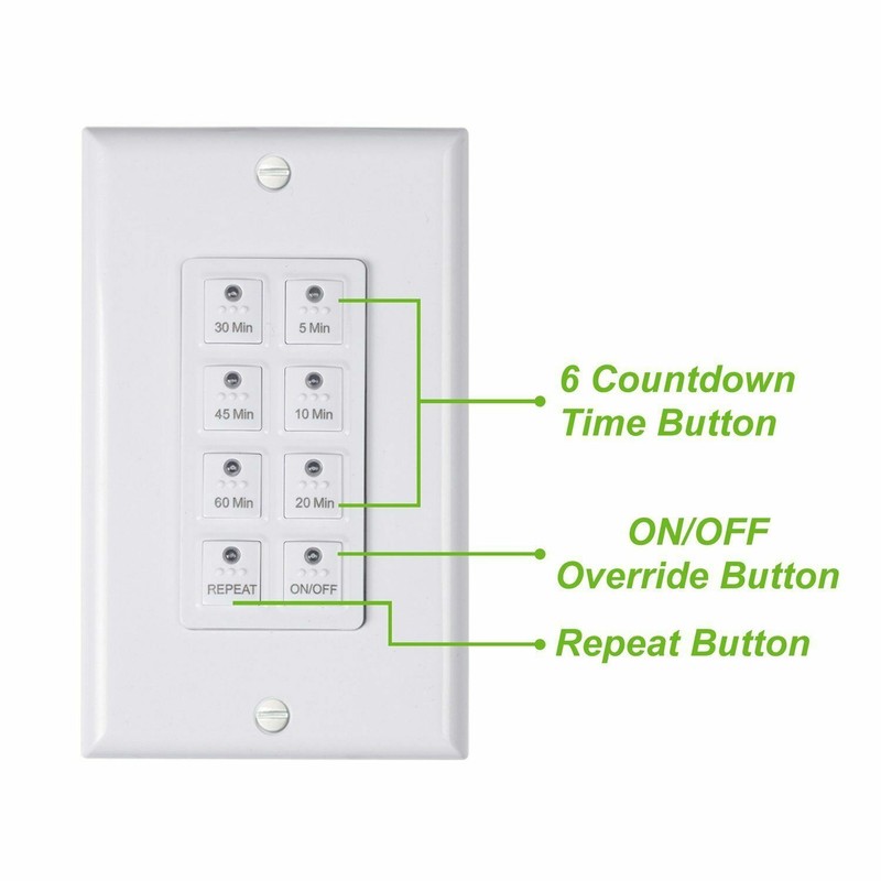 BN-LINK Countdown Digital in-Wall Timer Switch W/ Push Button 5-10-20-30-45-60m gallery