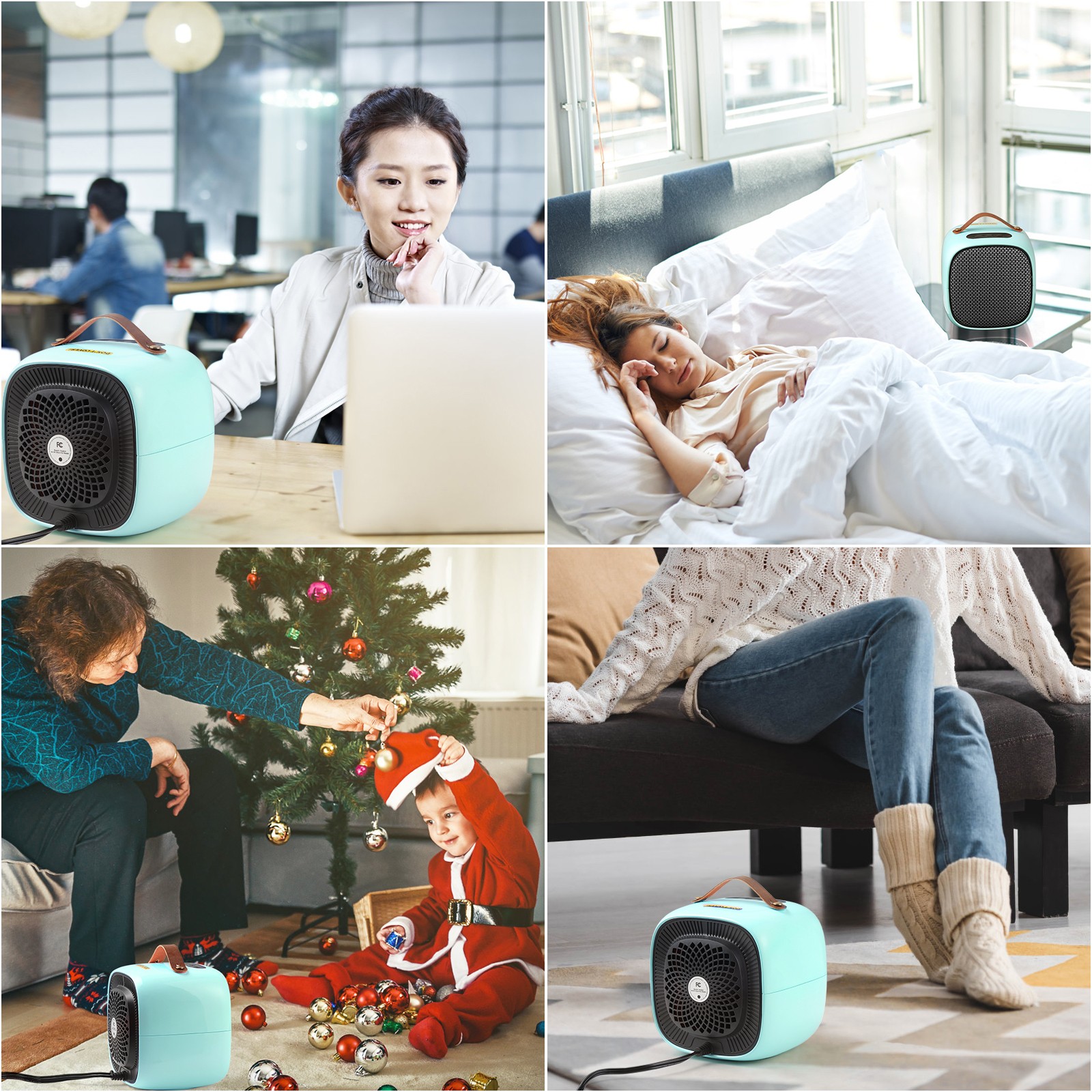 Portable Electric Space Heater Small Home Office Heater Fan with Thermostat gallery