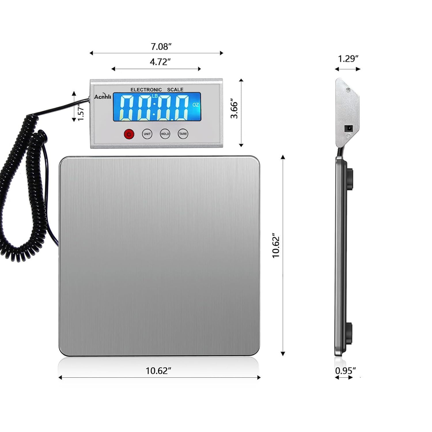 Digital Shipping Scales 440 pounds, Stainless Steel Heavy Duty Postal Black gallery