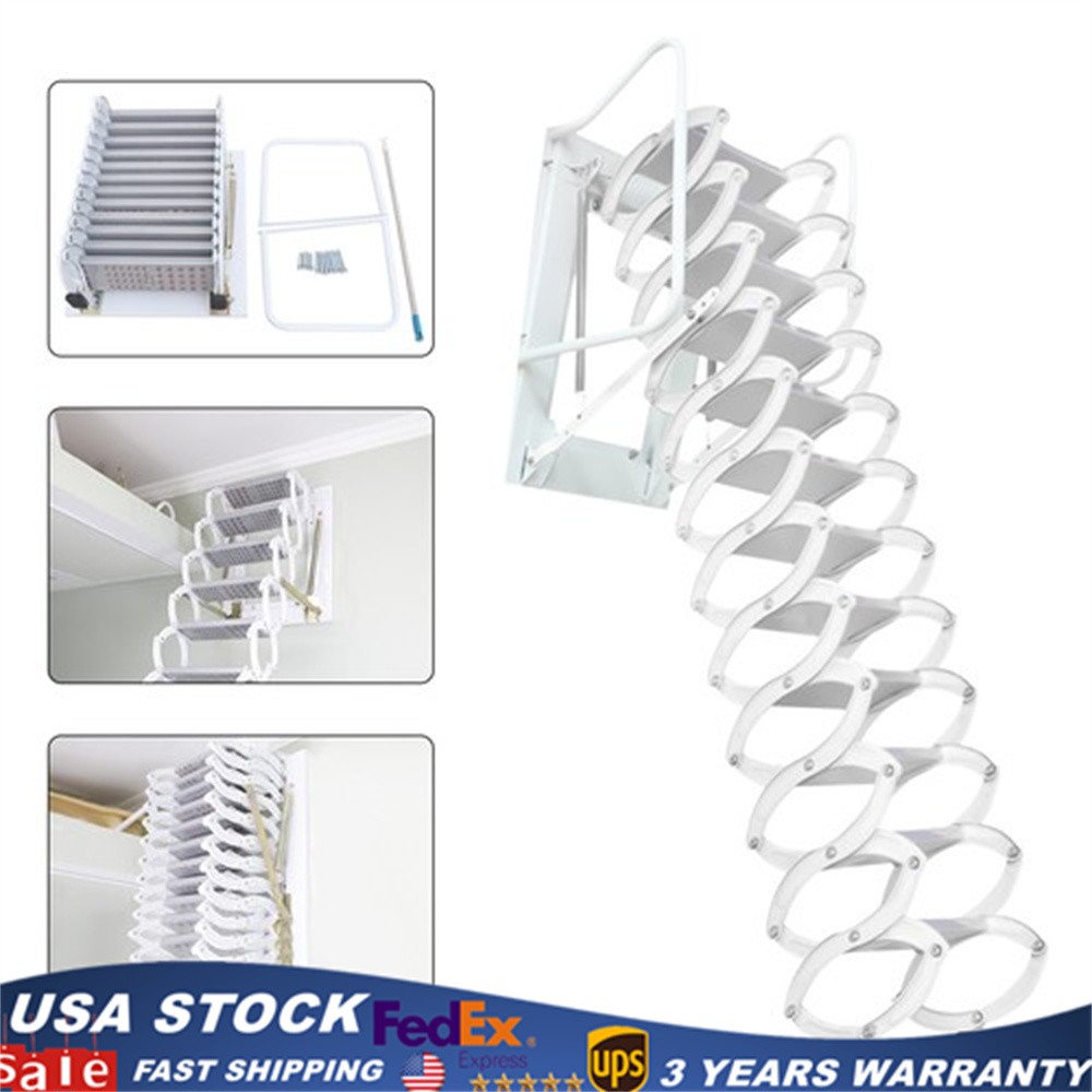 Wall Mounted Attic Ladder Loft Home Folding Step Ladder Attic Ladder 3m Height gallery