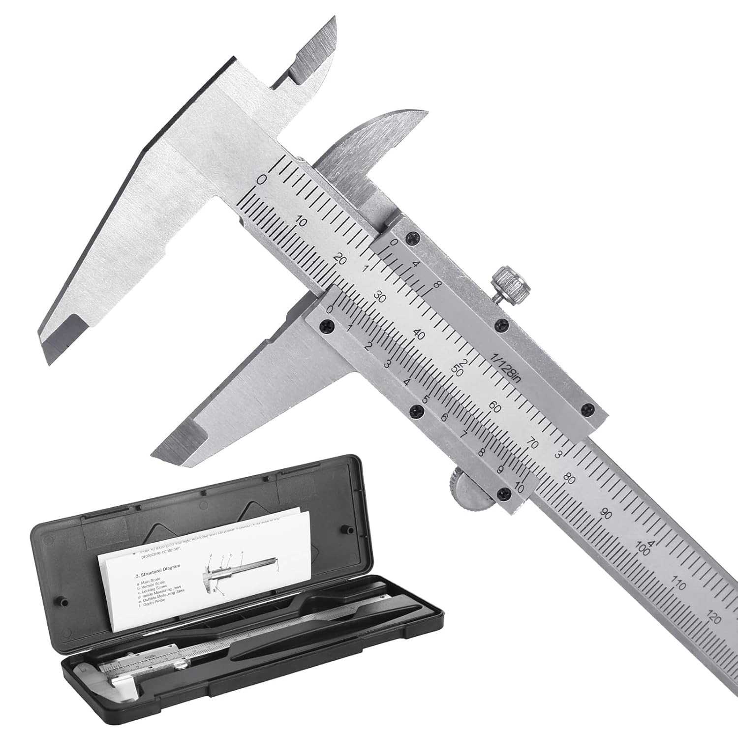 6-Inch/150Mm Vernier Caliper Measuring Tool, Fractional Calipers, High-Hardness gallery
