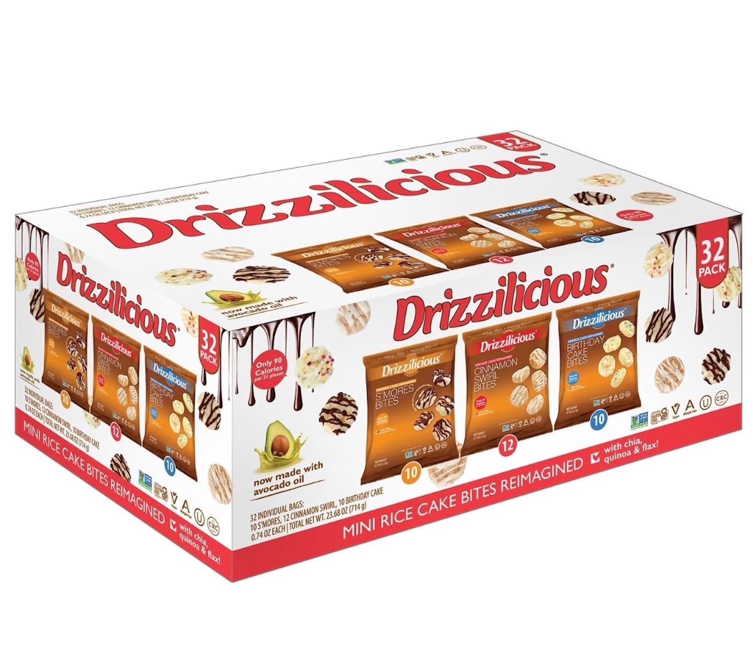 Drizzilicious Variety Pack .74oz 32 count | S'mores, Cinnamon Swirl and Birthday gallery
