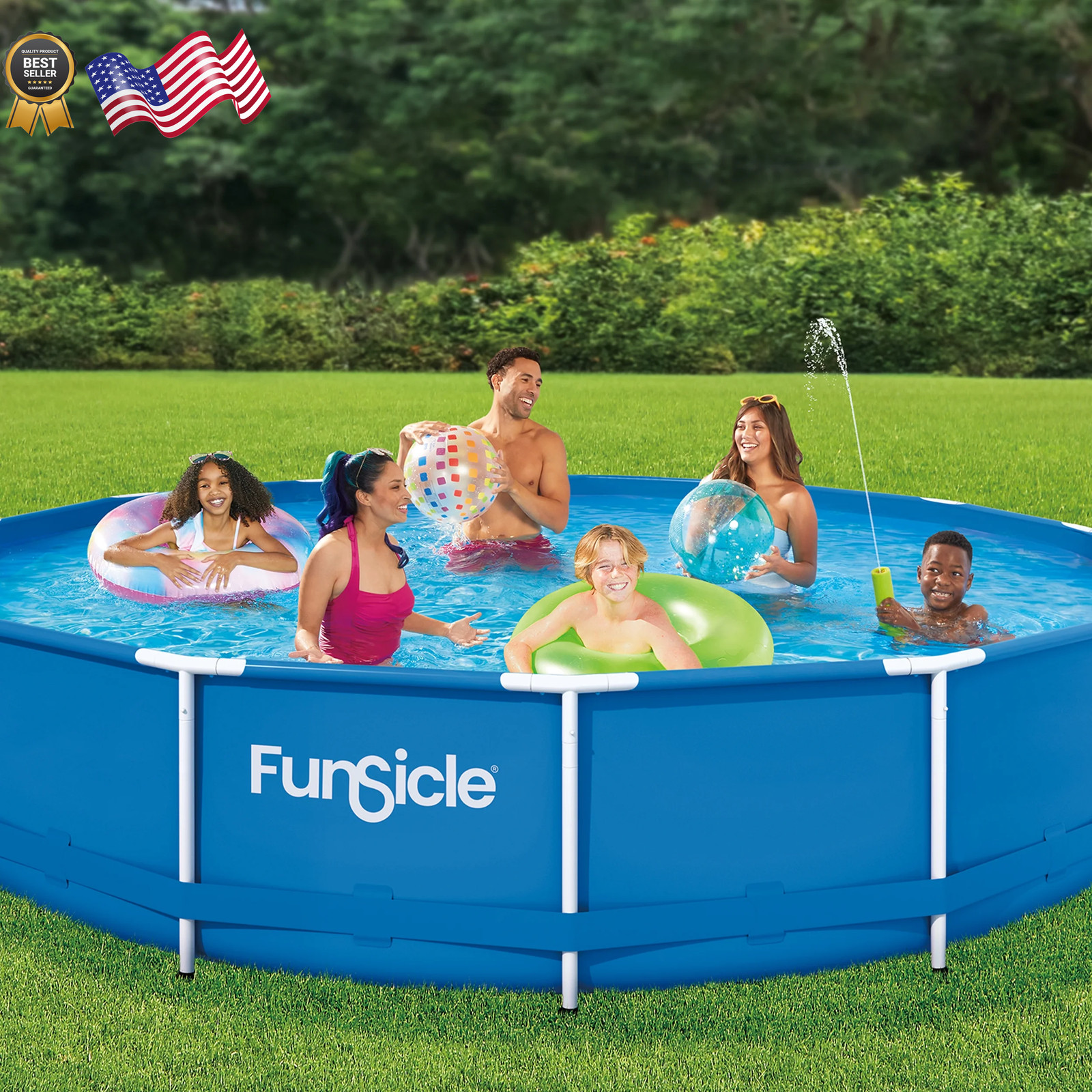Funsicle 14ft Activity Above Ground Metal Frame Swimming Pool, Includes SkimmerP gallery