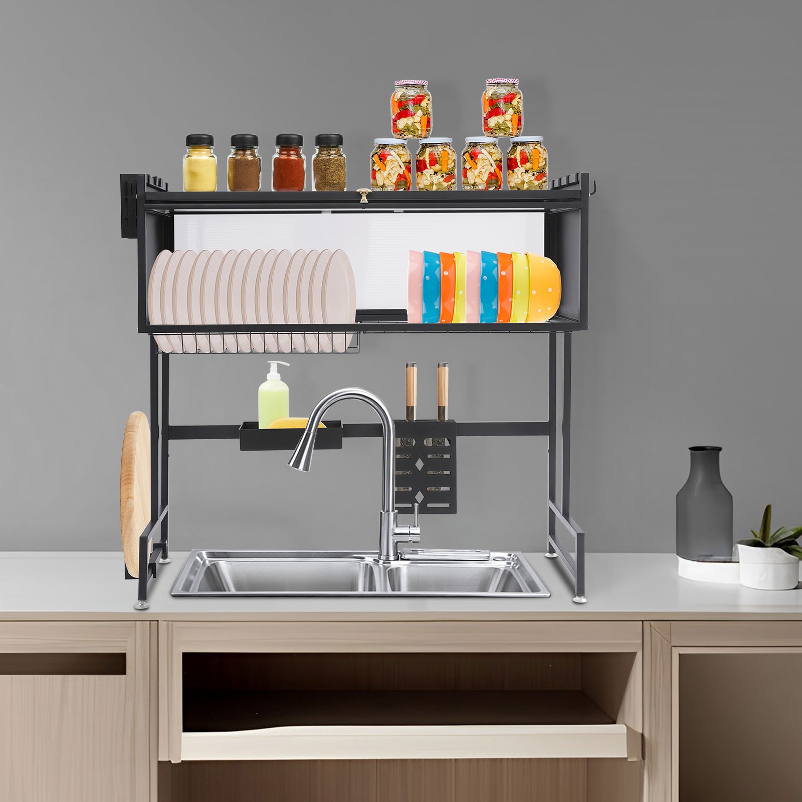 Sink Dish Drainer Kitchen Drying Rack Over Sink Dish Rack 30kg Load Capacity gallery