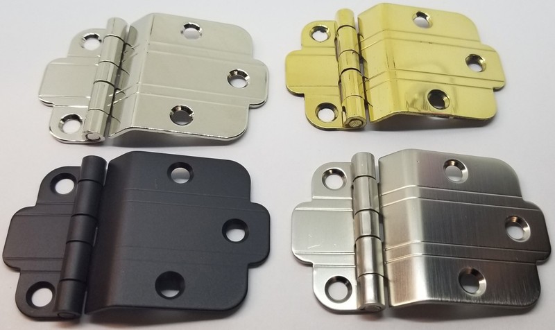 POLISHED NICKEL Chrome 3/8" OFFSET MOUNT Art Deco Cabinet Hinge line Modern new gallery