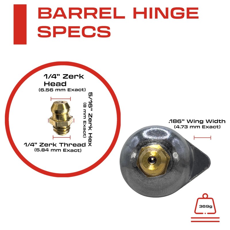 6” Weldable Bullet Hinges – Weld On Barrel Hinges – 6.24 Inch x .979 Inch gallery