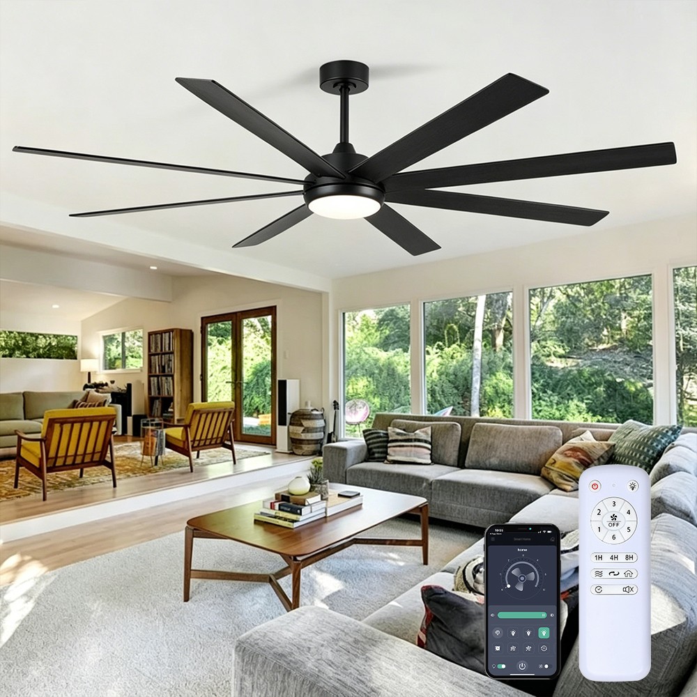 8 Blades 185CM Big Outdoor Ceiling Fan Lamp, Ultra Quiet Reversible APP Enabled gallery