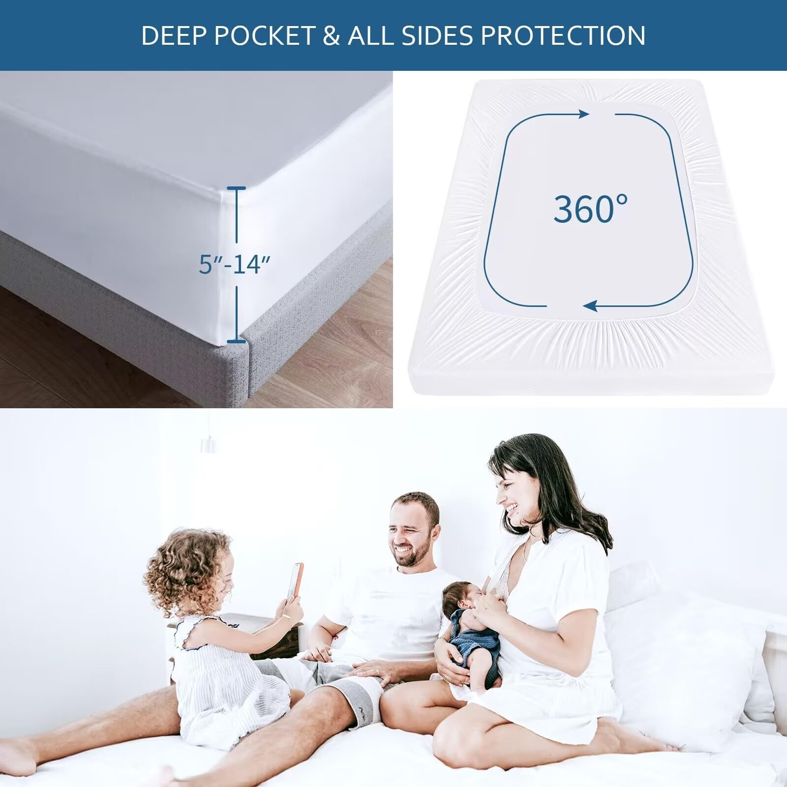 Twin Mattress Protector Waterproof Mattress Pad Cover, Bamboo Terry Soft gallery