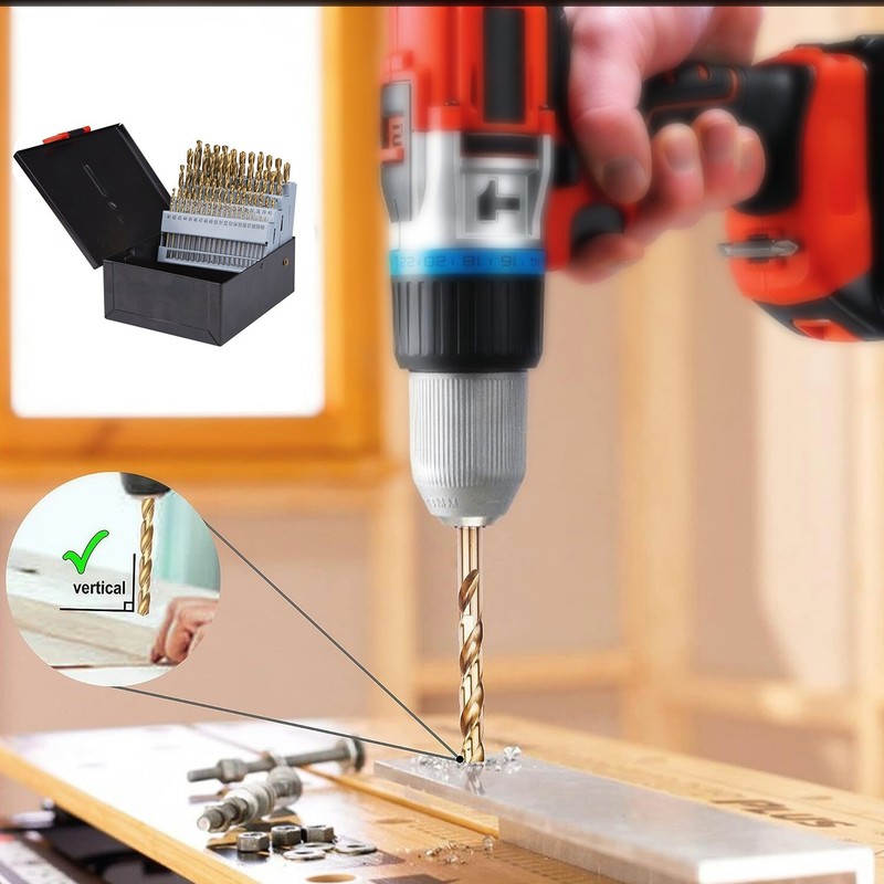 60Pcs Heavy Duty Drill Bit Sets, HSS Titanium Multi Drill Bits Twist Metal Tool gallery