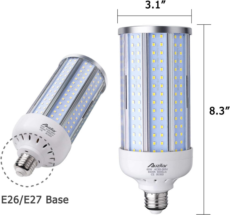 2-Pack（500W Equivalent） LED Corn Light Bulb 60W 6000 Lumen 6500K Large Area Cool gallery