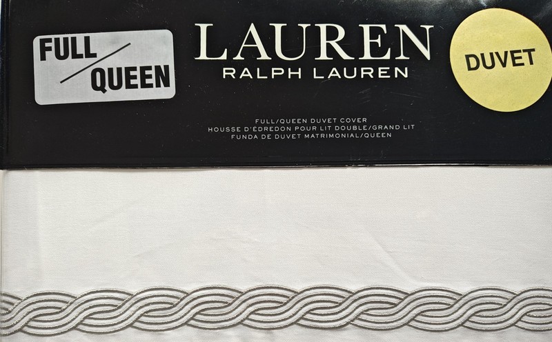 Ralph Lauren FULL / QUEEN Spencer Cable Embroidery Duvet Cover Stone Grey 92x96 gallery