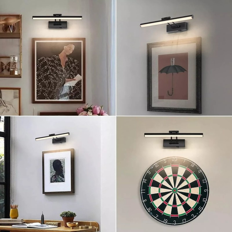 Dimmable Black Picture Light Battery Operated 16'' Inch, Rechargeable Gallery Li gallery