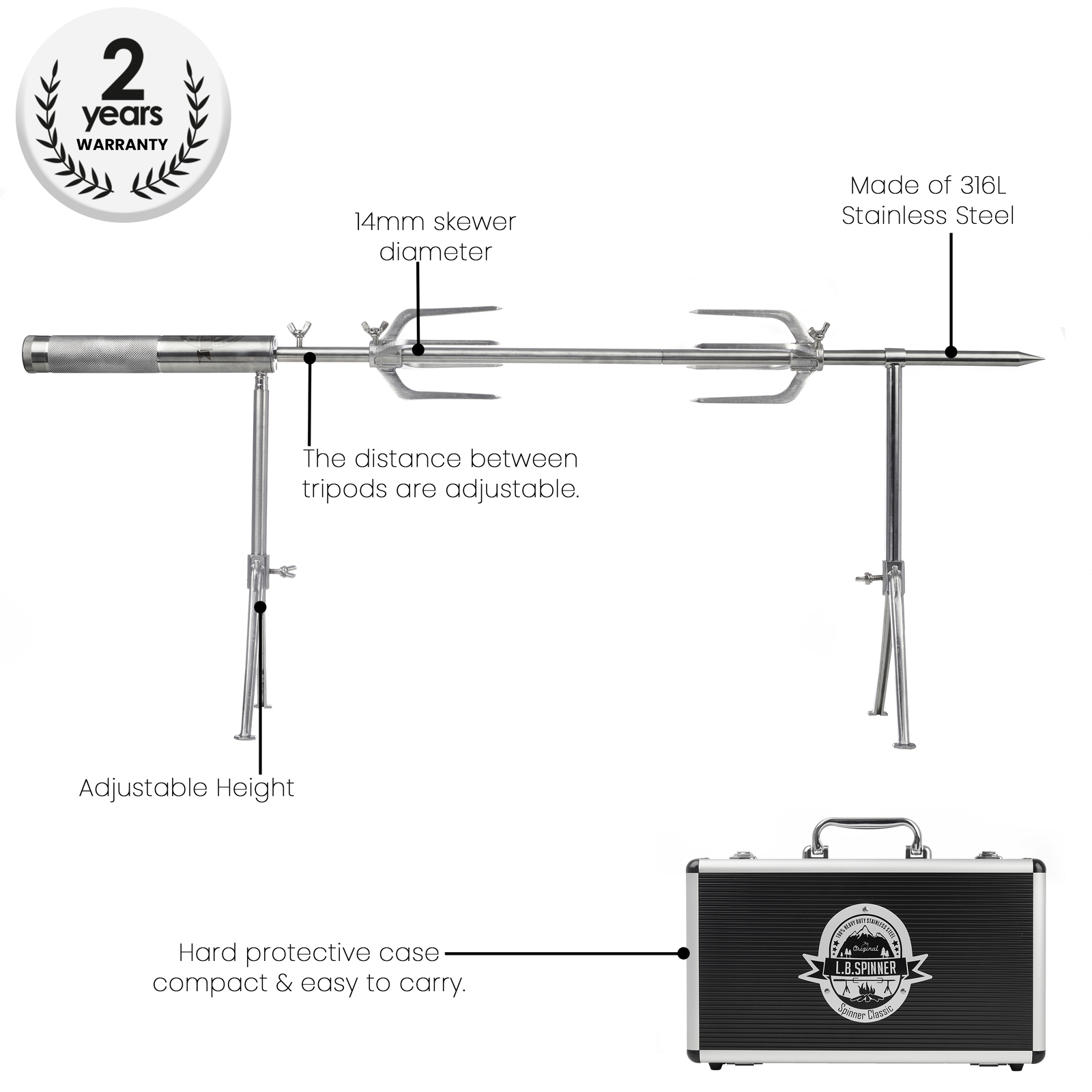 LB Spinner Classic Portable Battery Operated BBQ Spinner Rotisserie Grill gallery