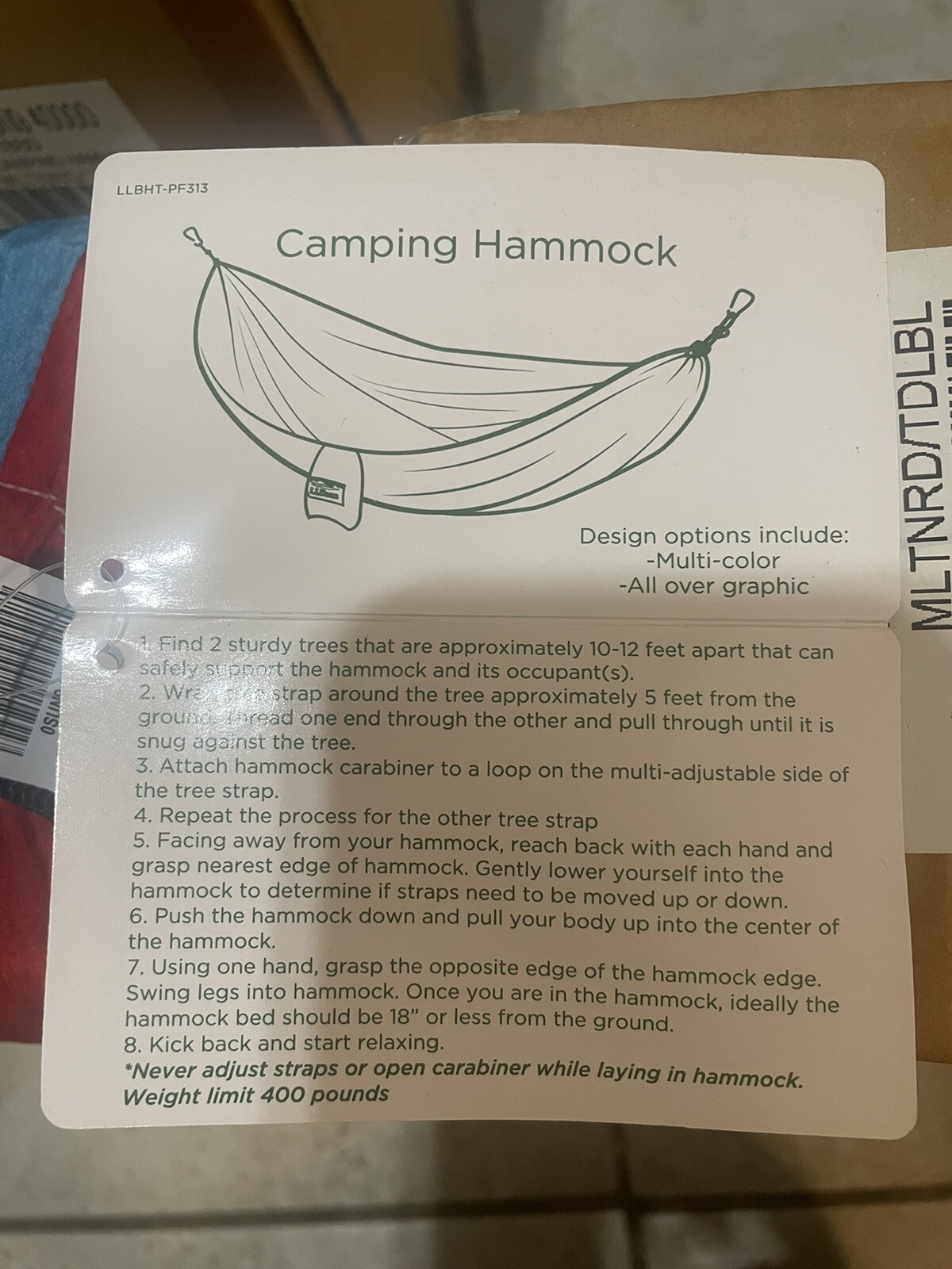 LLBEAN CAMPING HAMOCK Multicolor Red and Blue 3