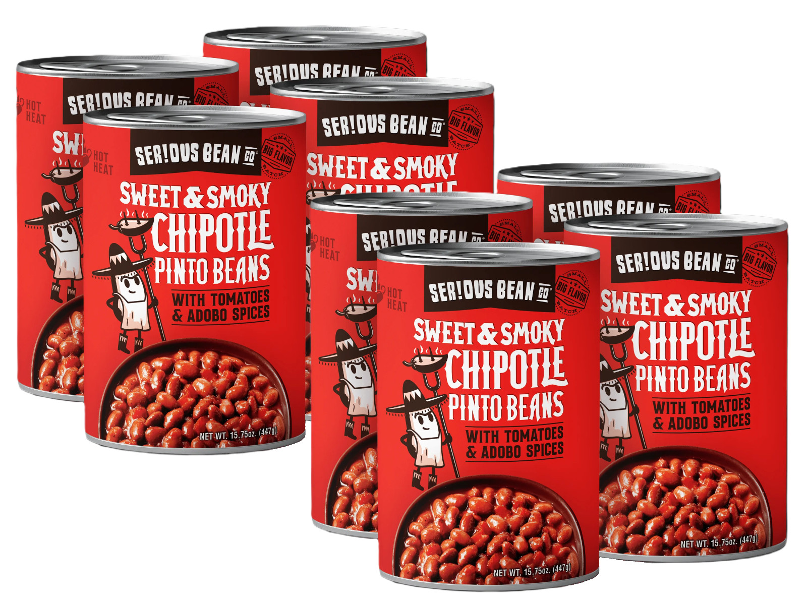 SERIOUS Bean Co Sweet & Smoky Chipotle Pinto Beans, 8-pack of 15.75 Oz Cans gallery